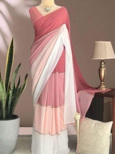 IZRA Saree 48 (Pink and White Saree)
