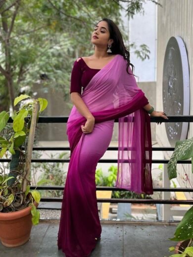 IZRA Saree 49 (Pink And marron gradiant Saree)