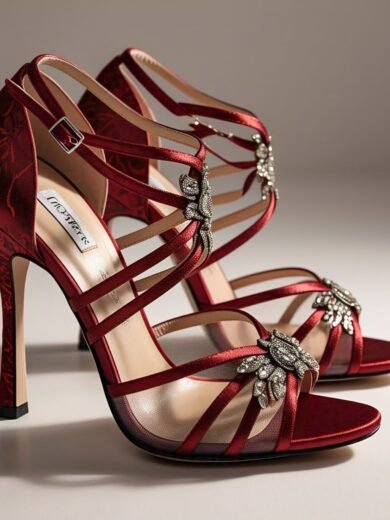 IZRA Sandal 032 (Red Ankle Strap Heels)