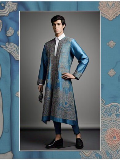 IZARA MENSWEAR-02 (Embroidery Sherwani-Royal Blue)